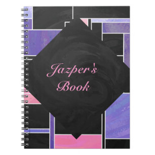 Mondrian Purple Pink Black Print Spiral Notebook