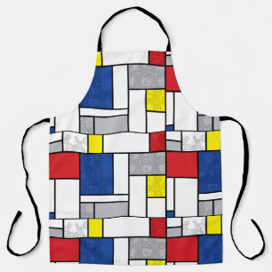 Mondrian Retro Circles Minimalist De Stijl Mod Art Apron