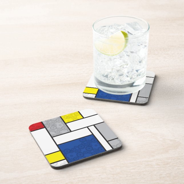 Mondrian Retro Circles Minimalist De Stijl Mod Art Coaster (Right Side)