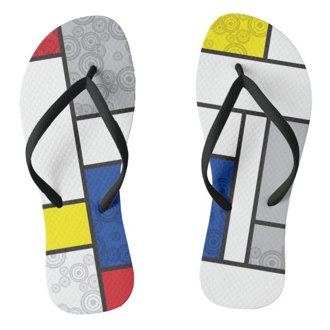 Mondrian Retro Circles Minimalist De Stijl Mod Art Jandals (Footbed)