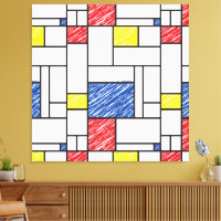 Mondrian Scribbles Minimalist De Stijl Modern Art