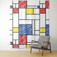 Mondrian Scribbles Minimalist De Stijl Modern Art