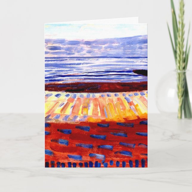 Mondrian - Sea After Sunset, colourful painting Card (Front)
