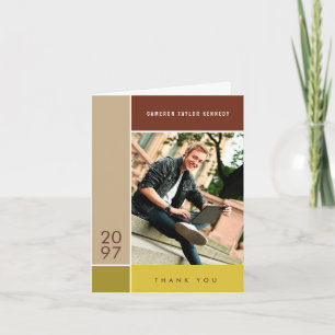 Mondrian Simple Colour Blocks Graduation Photo Thank You Card