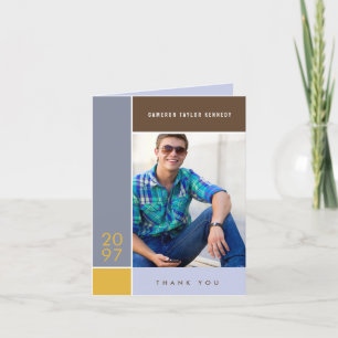 Mondrian Simple Colour Blocks Graduation Photo Thank You Card