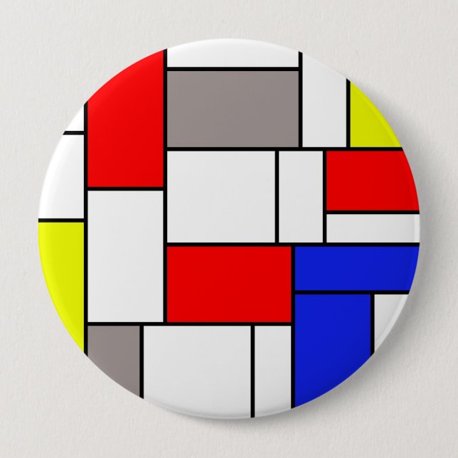 Mondrian style 10 cm round badge (Front)