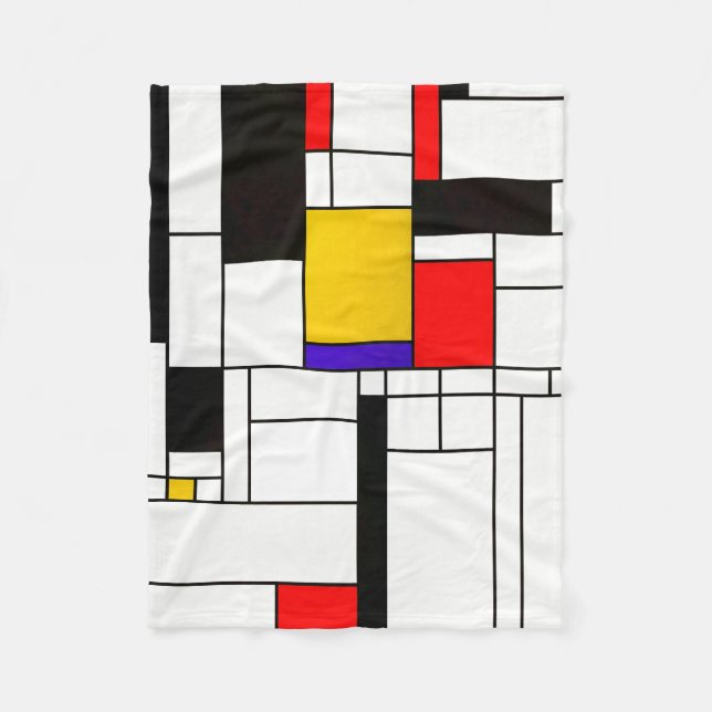 Mondrian Style Abstract Art Fleece Blanket (Front)