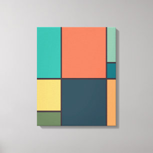 Mondrian Style Abstract Geometric Art Retro Tones Canvas Print