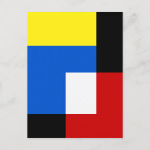 Mondrian Style Abstract Geometric Art Retro Tones Holiday Postcard