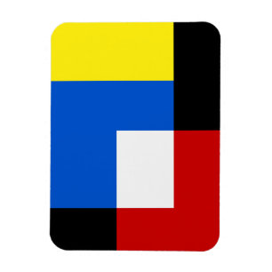 Mondrian Style Abstract Geometric Art Retro Tones Magnet