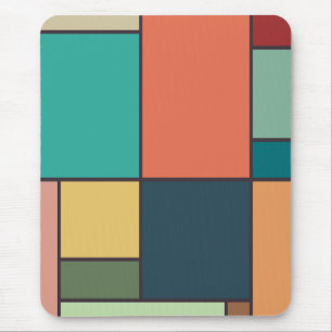 Mondrian Style Abstract Geometric Art Retro Tones Mouse Pad