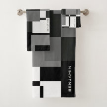 Mondrian Style Abstract Modern Pattern Black White
