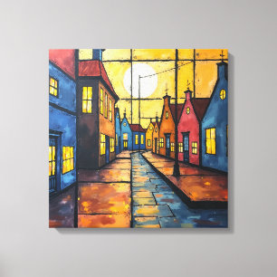 "Mondrian-style canvas art."