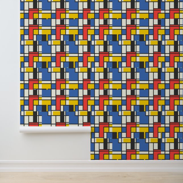 Mondrian Style Colour Blocks Wallpaper (Application)