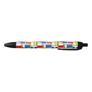 Mondrian style design black ink pen
