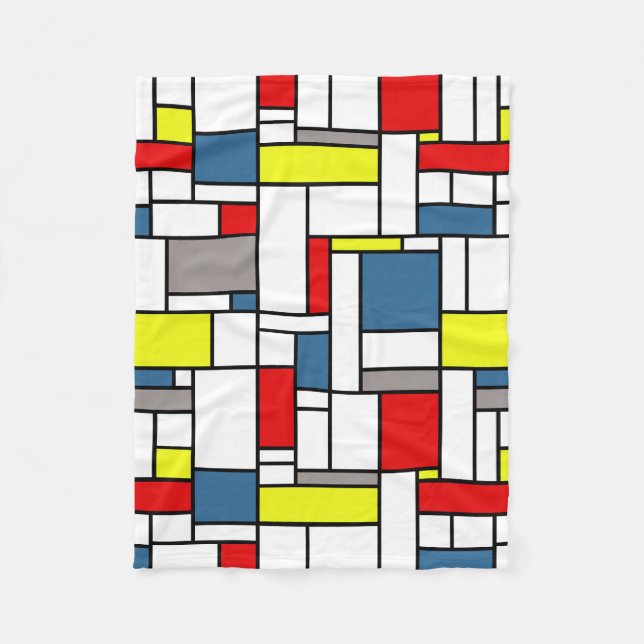 Mondrian style design fleece blanket (Front)