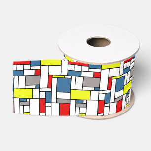 Mondrian style design grosgrain ribbon