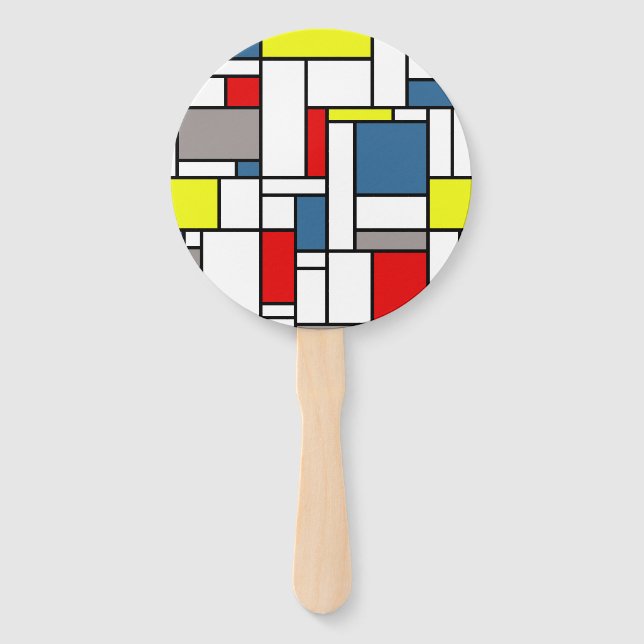 Mondrian style design hand fan (Front)