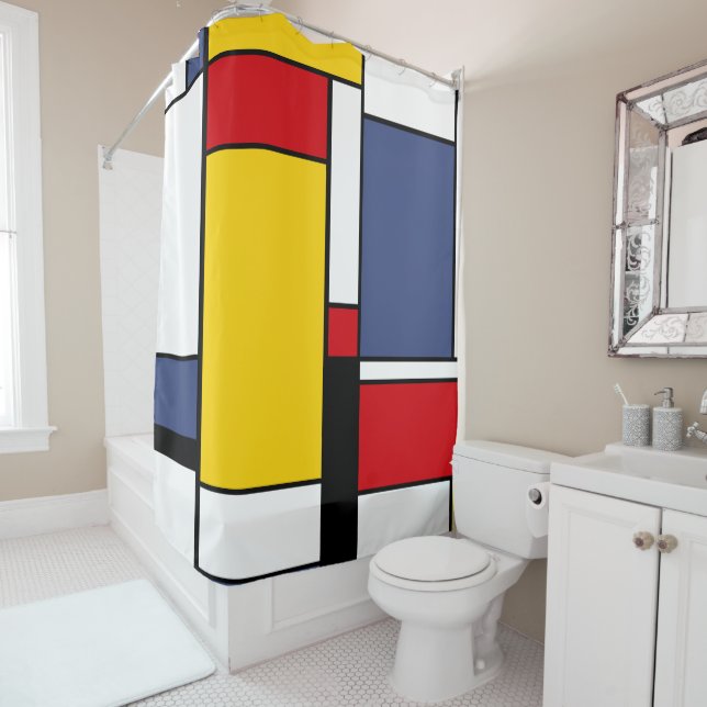 Mondrian Style Design Shower Curtain (In Situ)