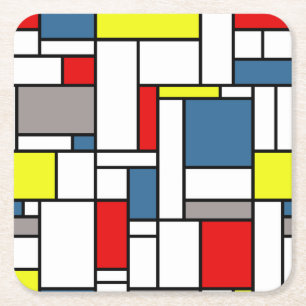 Mondrian style design square paper coaster