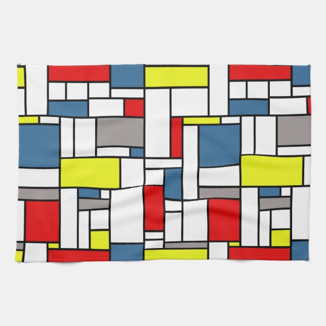 Mondrian style design tea towel (Horizontal)