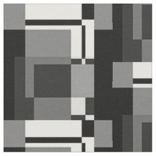 Mondrian Style Grey Abstract Modern Geometric Chic Fabric