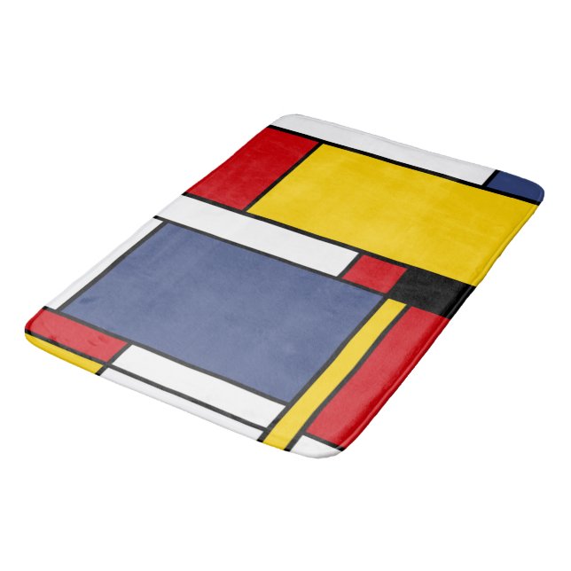 Mondrian Style Modern Abstract Art Design Bath Mat (Angled)