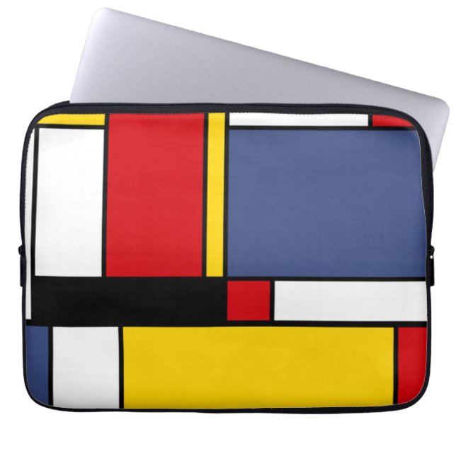Mondrian Style Modern Abstract Art Design Laptop Sleeve (Front)