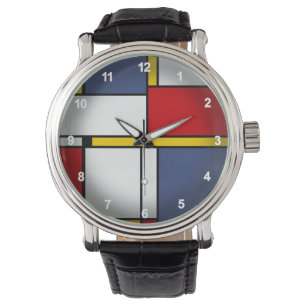 Mondrian Style Modern Abstract Art Design Watch