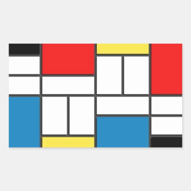 Mondrian Style Rectangular Sticker (Front)