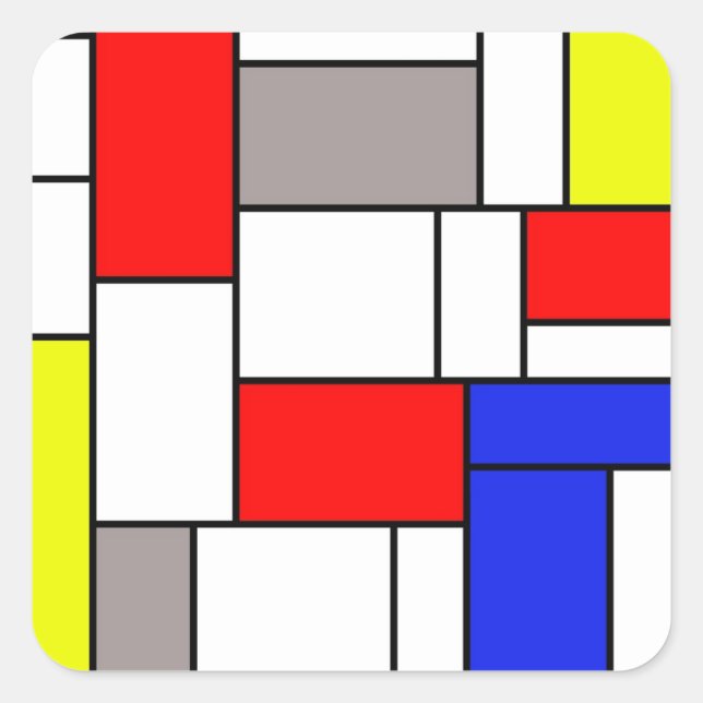 Mondrian style square sticker (Front)