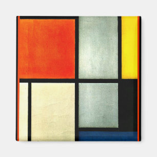 Mondrian - Tableau 3 with orange, red, yellow, Magnet