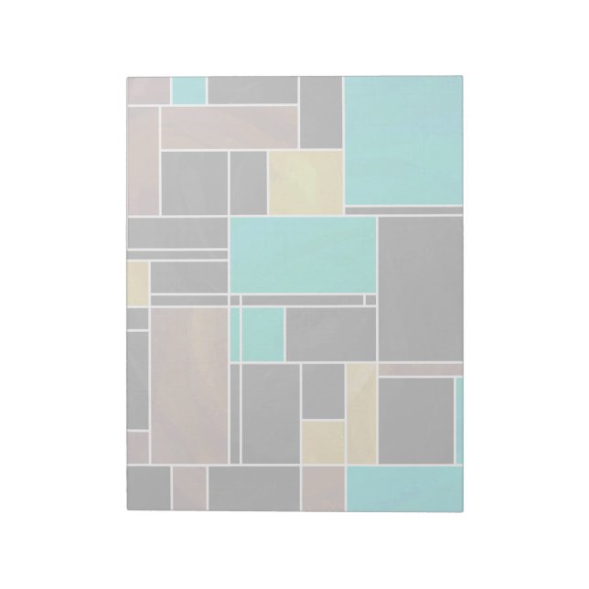 Mondrian Teal Brown Black Print Notepad (Rotated)