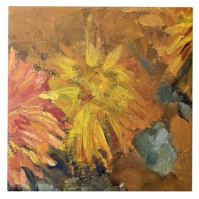 Mondrian - Three Chrysanthemums Tile (Front)