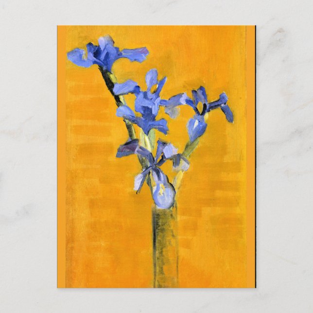 Mondrian - Vase of Irises on Table Postcard (Front)