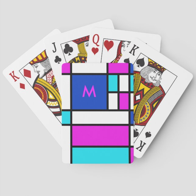 Mondrian Violet Purple Blue Playing Cards (Back)