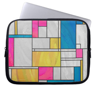 Mondrian Yellow Pink Blue Print Laptop Sleeve