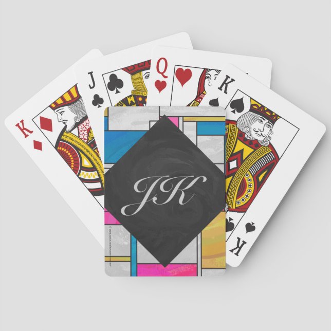 Mondrian Yellow Pink Blue Print Playing Cards (Back)