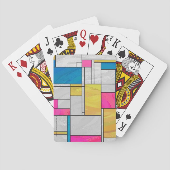 Mondrian Yellow Pink Blue Print Playing Cards (Back)