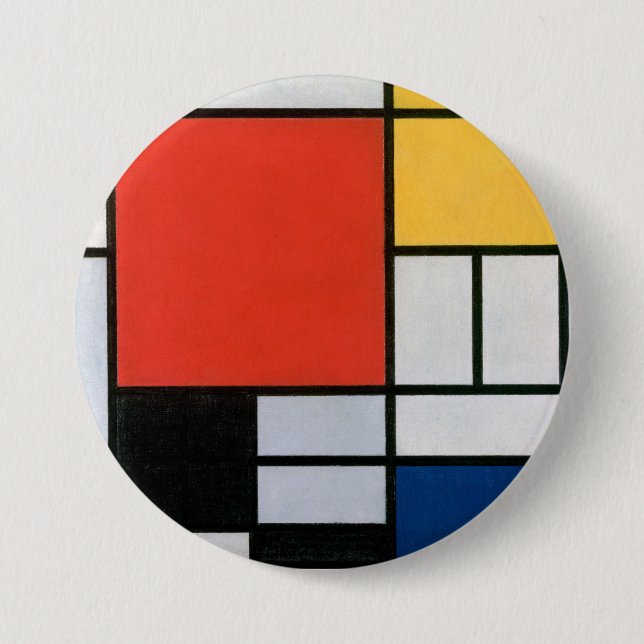 Mondrian's Composition Red, Yellow, Blue, Black 7.5 Cm Round Badge (Front)