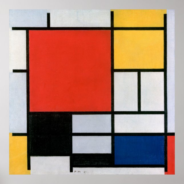 Mondrian's Composition Red, Yellow, Blue, Black Poster (Front)