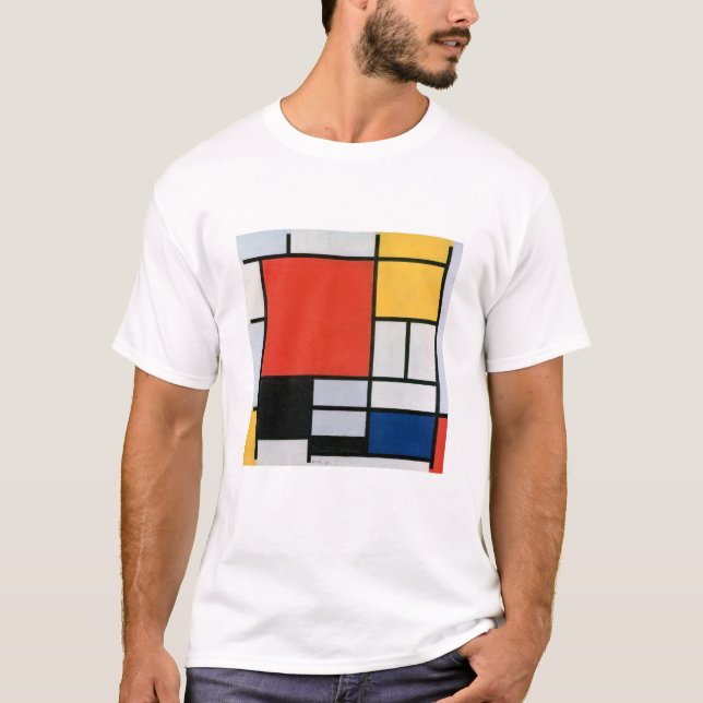 Mondrian's Composition Red, Yellow, Blue, Black T-Shirt (Front)