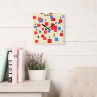 Mondrian's Dancing Cubes Blue Red Light Background