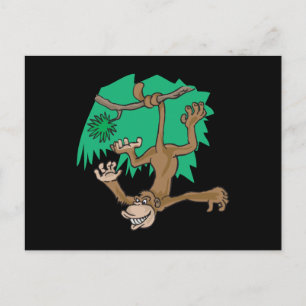 moneky hanging in a tree postcard