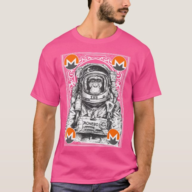 Monero Space Monkey Crypto Art Moon Cryptocurrency T-Shirt (Front)