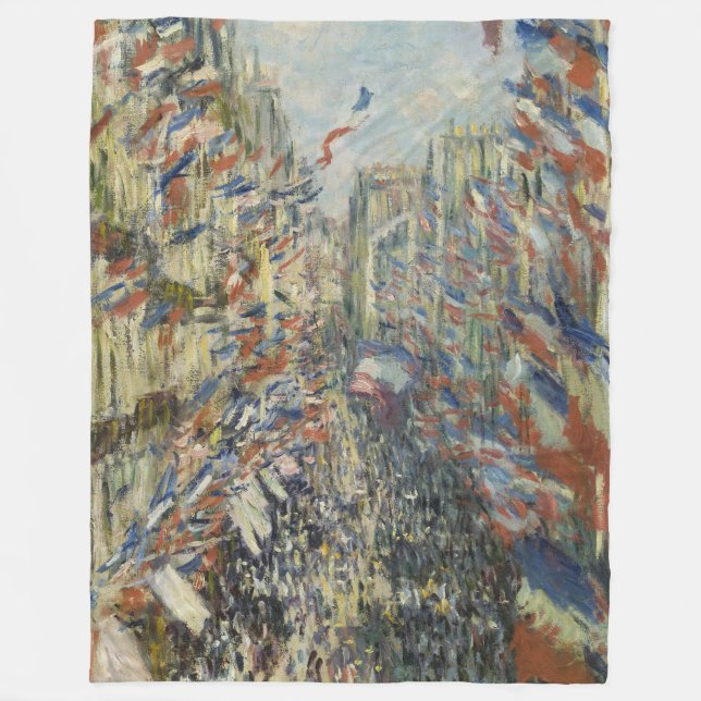 Monet 1878 The Rue Montorgueil in Paris Fleece Blanket (Front)