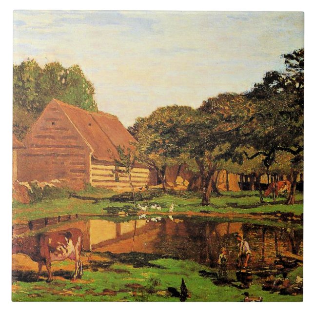 Monet - A Farmyard in Normandy, Tile (Front)
