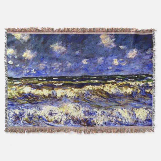 Monet - A Stormy Sea,  Throw Blanket (Front)
