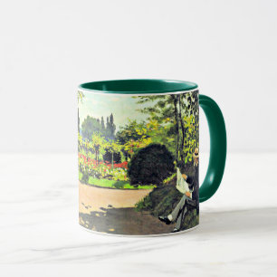 Monet - Adolphe Monet Reading in the Garden Mug