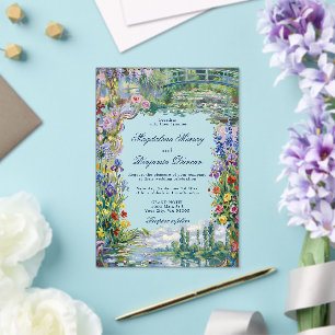 Monet Art Paintings Floral Colorful Garden Wedding Acrylic Invitations